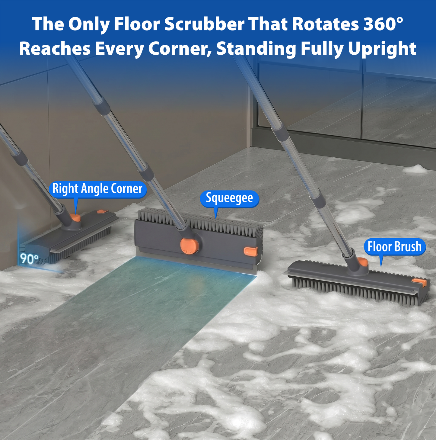 Mobebo 3-in-1 Floor Scrub Brush